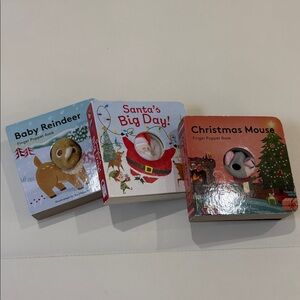 Christmas Finger Puppet Book Set - Baby Reindeer, Santa, Mouse